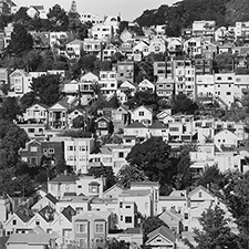 Alan Ostreicher photograph of houses clustered on a hill